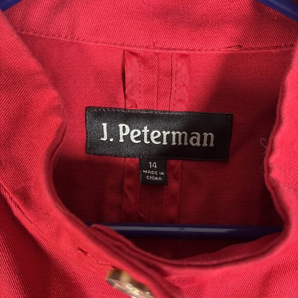 J Peterman Womens Red Mock Neck Button Up Blazer Jacket Classic Vintage Size 14 - Picture 5 of 16